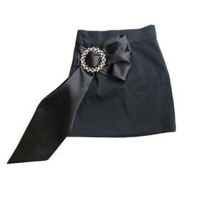 Zara XS Womens Black Sequined Buckled Mini Skirt Cocktail